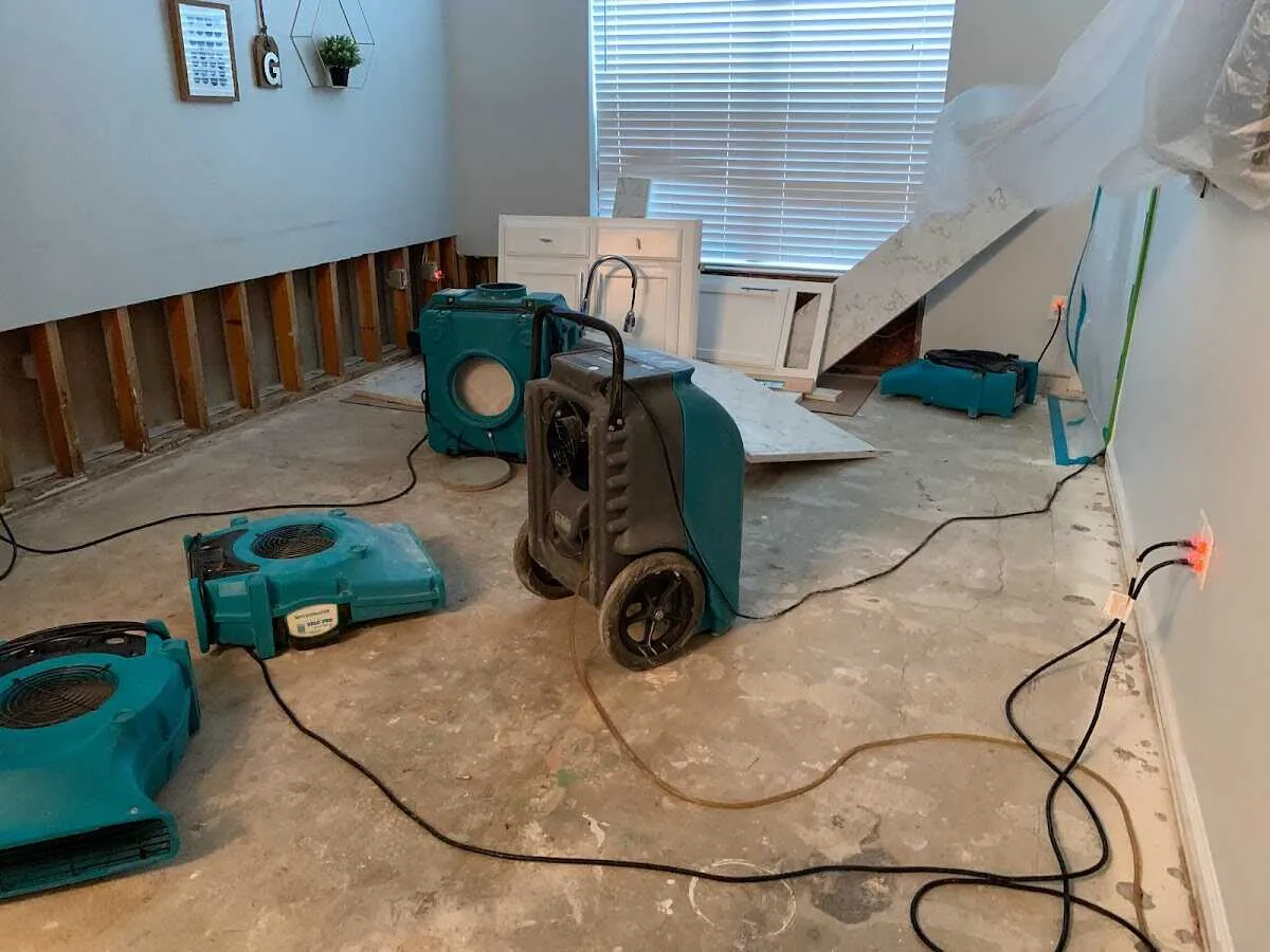 Dehumidifier in flood-cut room for Water Damage Restoration in Lake Lorraine